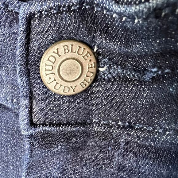 Judy Blue Jeans Womens Size 7/28 Dark Wash Skinny Fit Distressed Cotton Blend - Picture 10 of 16